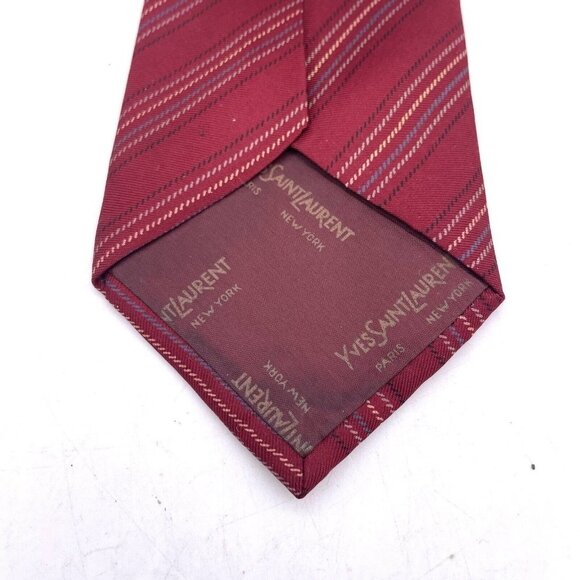 Vintage Yves Saint Laurent Marshall Field & Company Men Tie Red Diagonal Striped - Picture 5 of 7